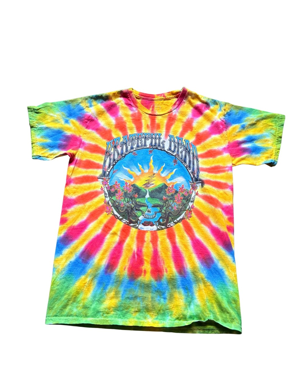 Vintage Grateful Dead' Tie-Dye Graphic Tee - Multicolor